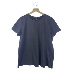 Eileen Fisher 100% Cotton Short Sleeve T-Shirt Women's 1X Black Crew Neck